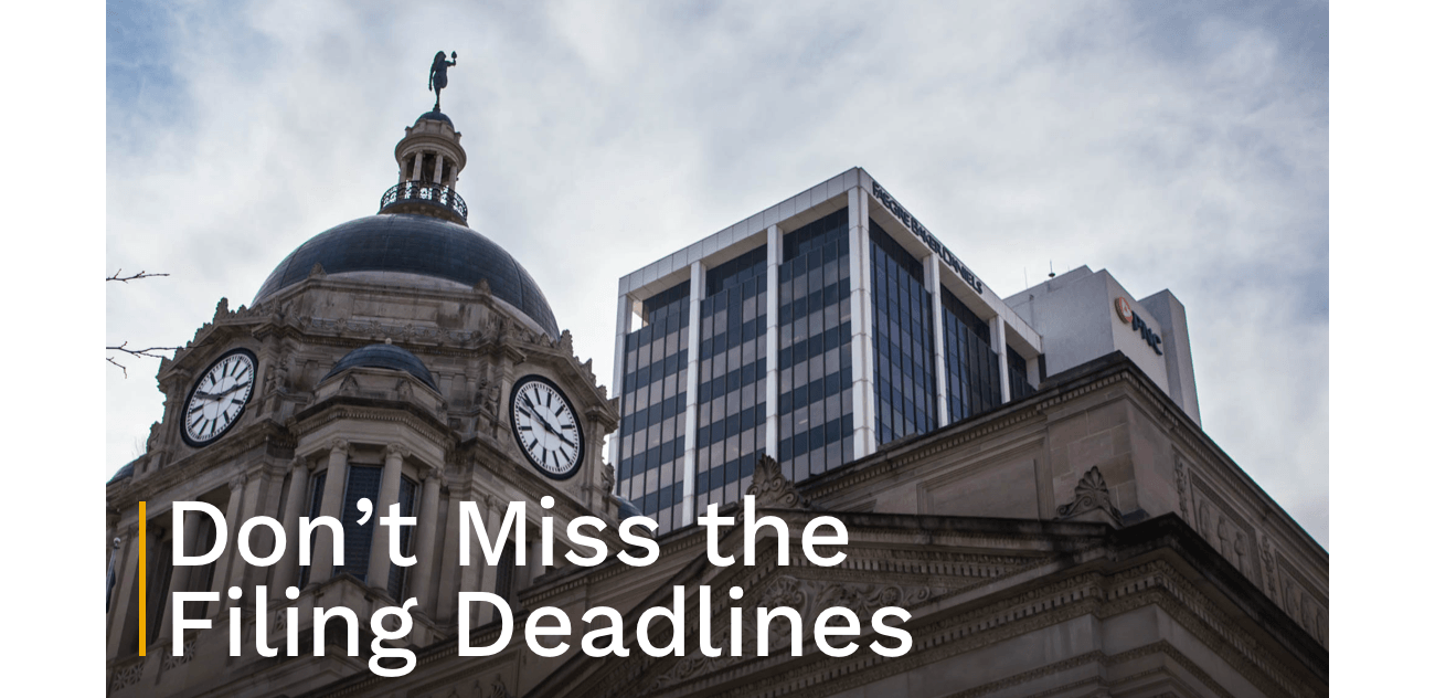 Don't miss the filing deadlines with Fort Wayne courthouse background